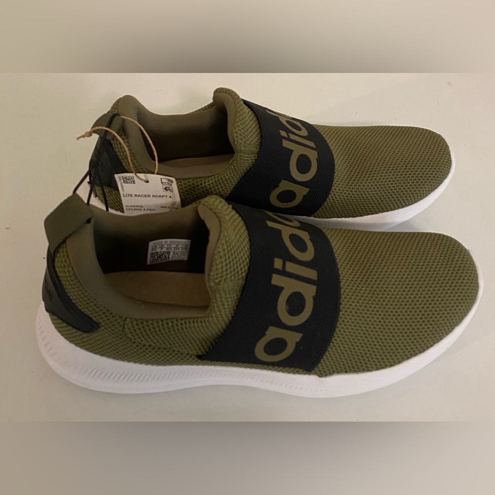 New- Adidas Lite Racer Adapt 4.0 Cloudfoam Men's Slip-On Sneakers/Olive Size 7.5